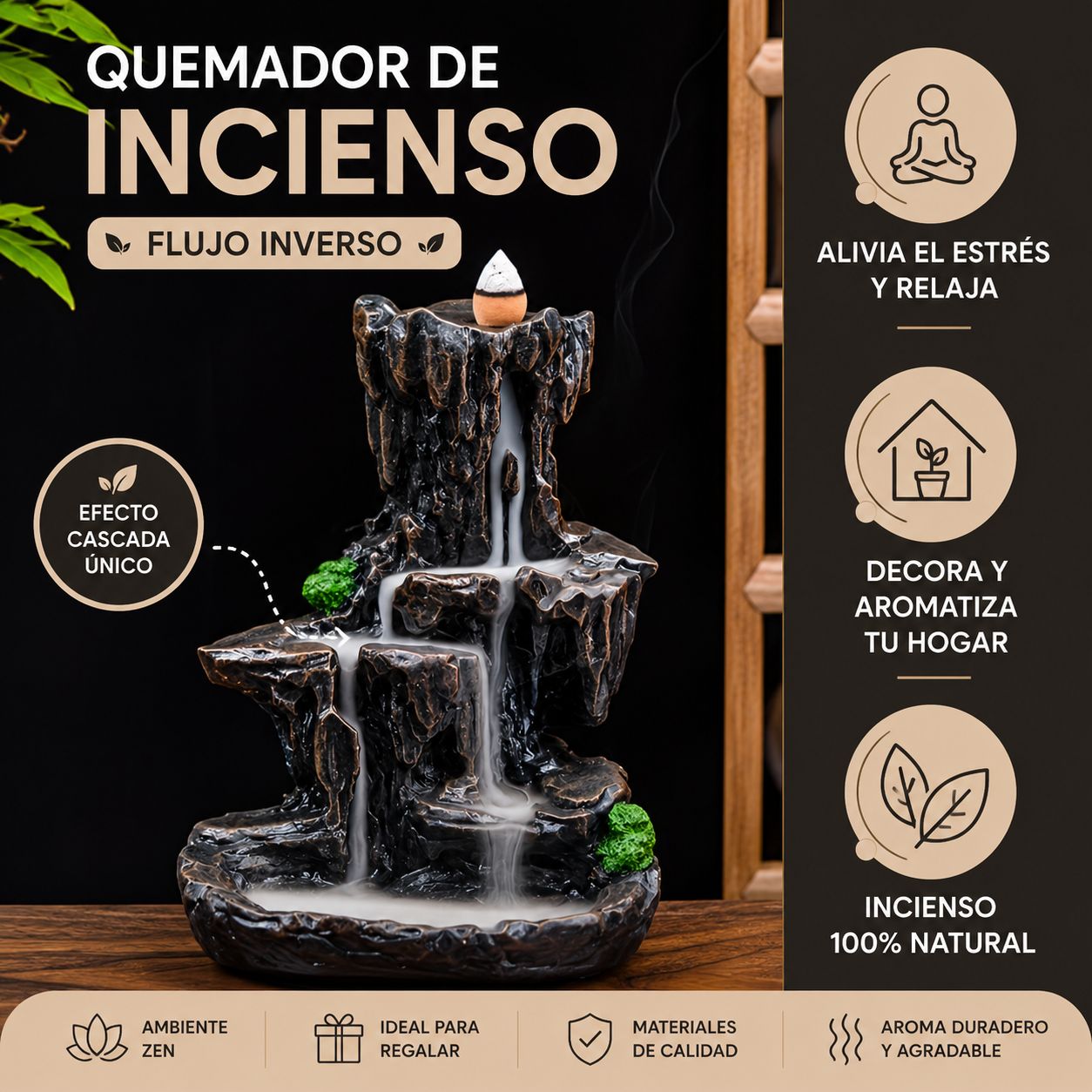 Quemador Incienso Efecto Cascada "Montaña"